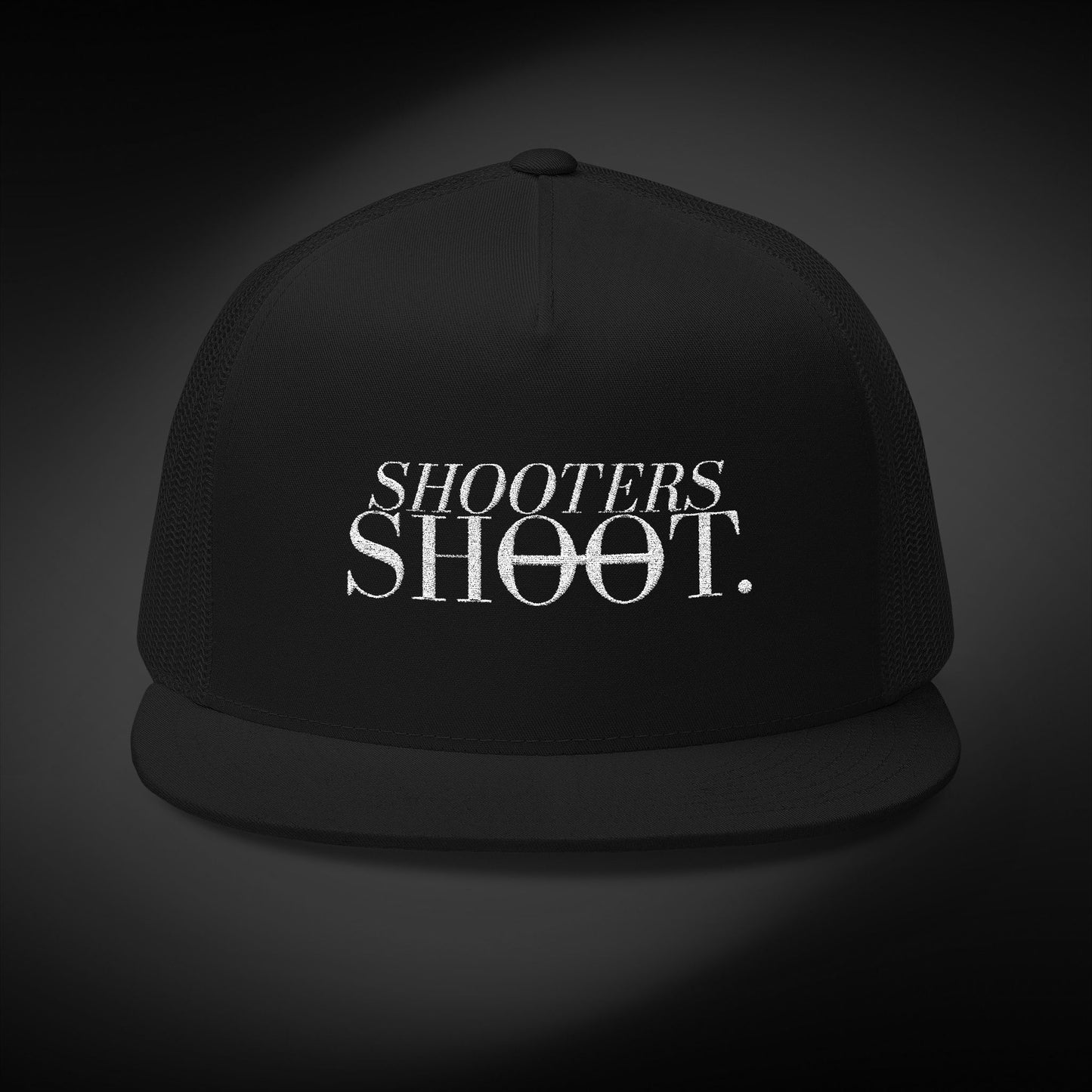 Flat Bill Trucker - White Embroidery