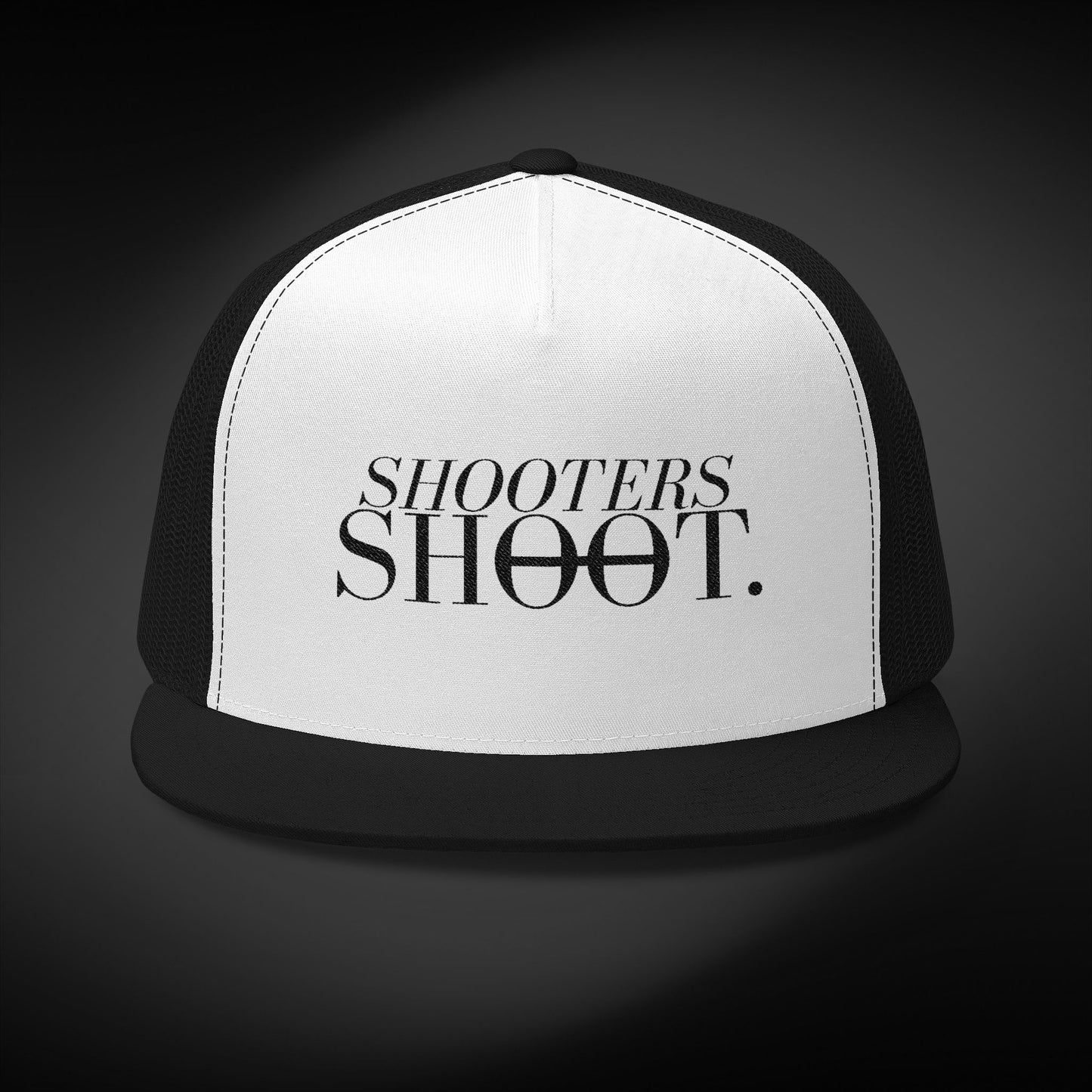 Flat Bill Trucker - Black Embroidery