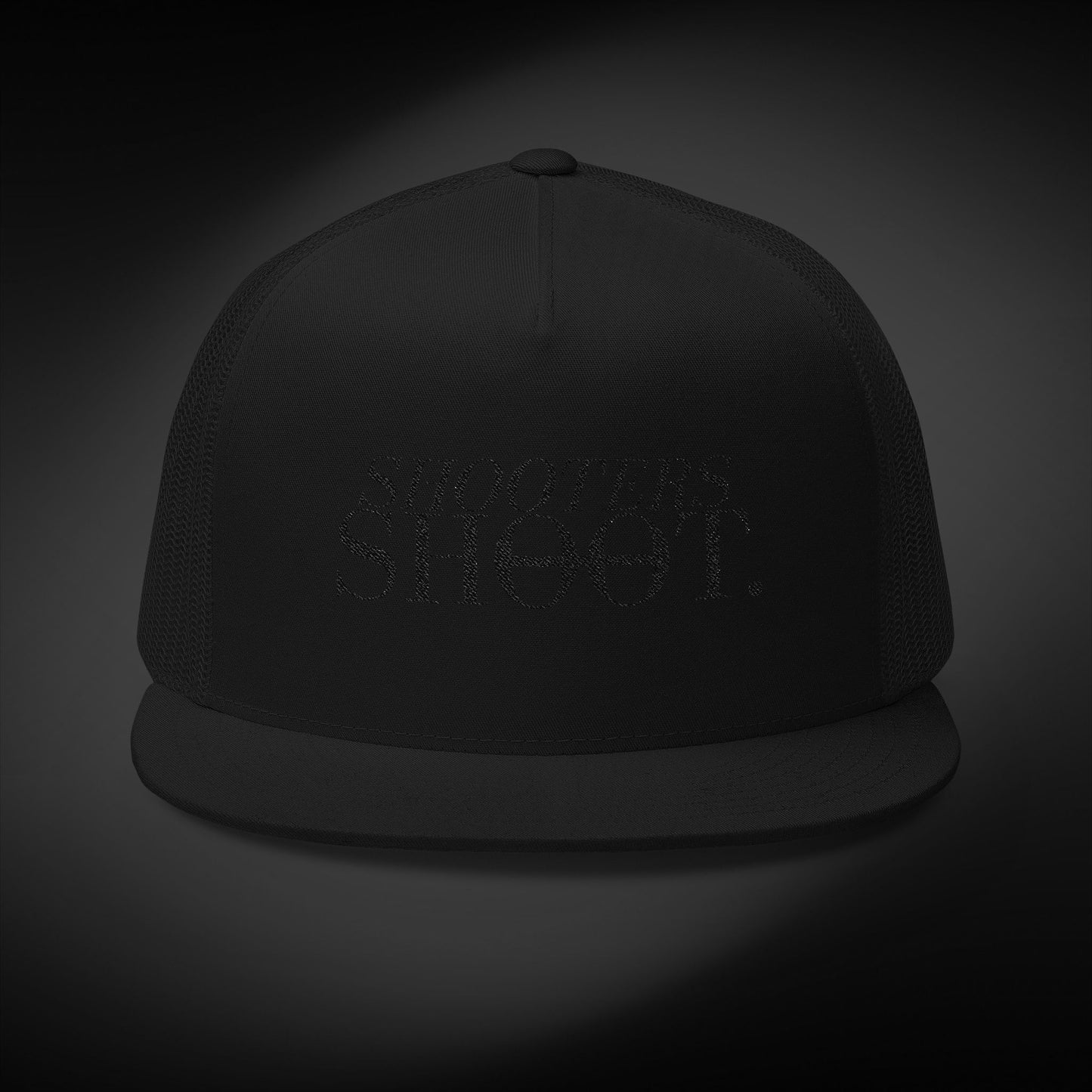 Flat Bill Trucker - Black Embroidery