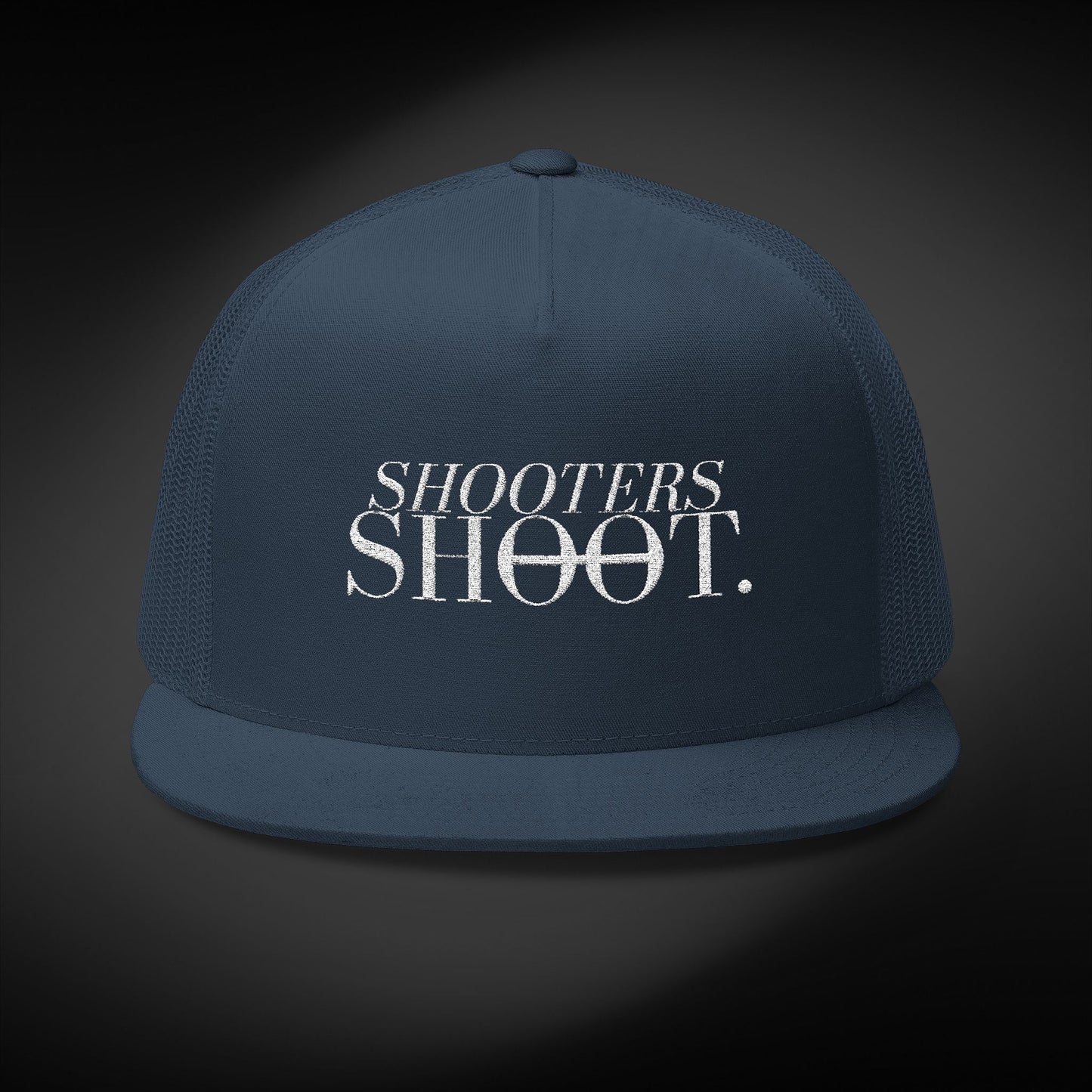 Flat Bill Trucker - White Embroidery