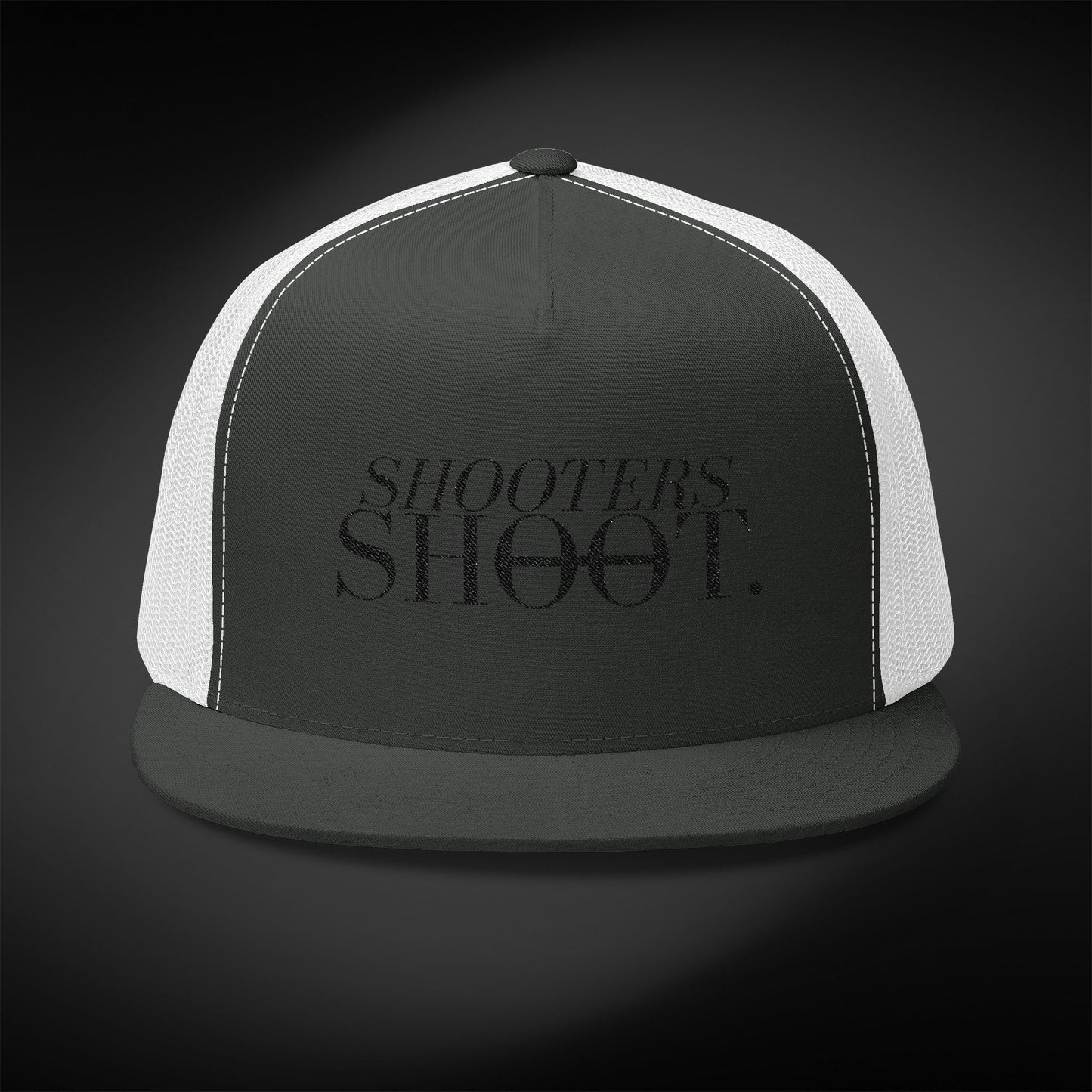 Flat Bill Trucker - Black Embroidery