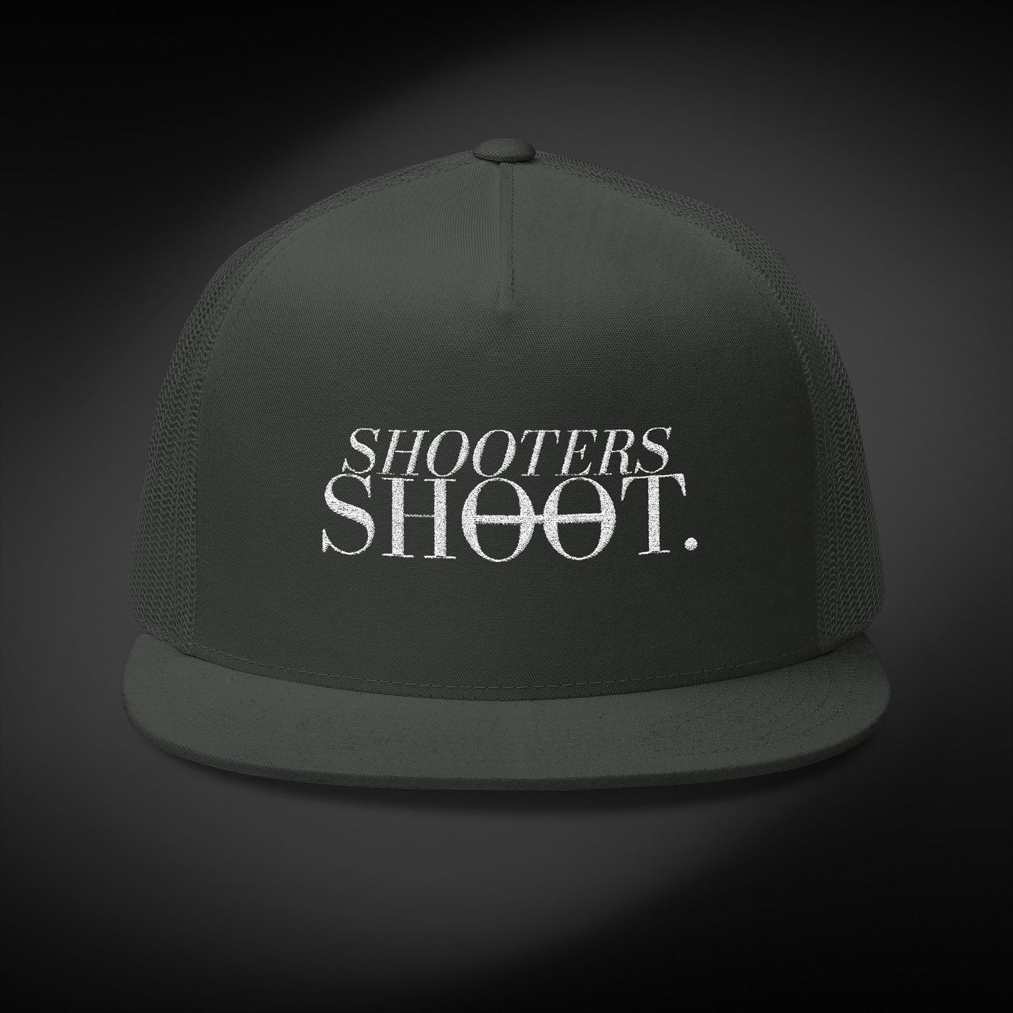 Flat Bill Trucker - White Embroidery