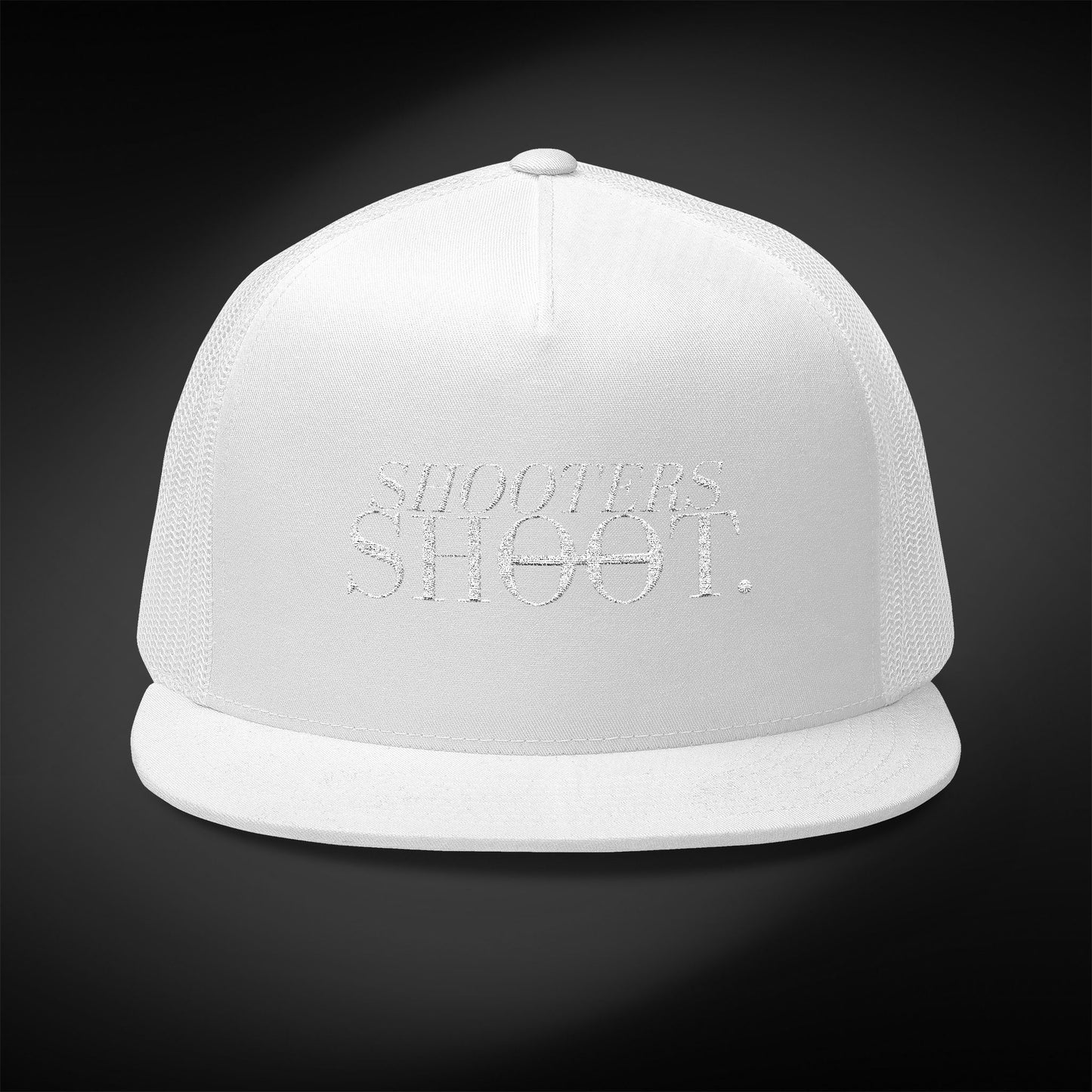 Flat Bill Trucker - White Embroidery