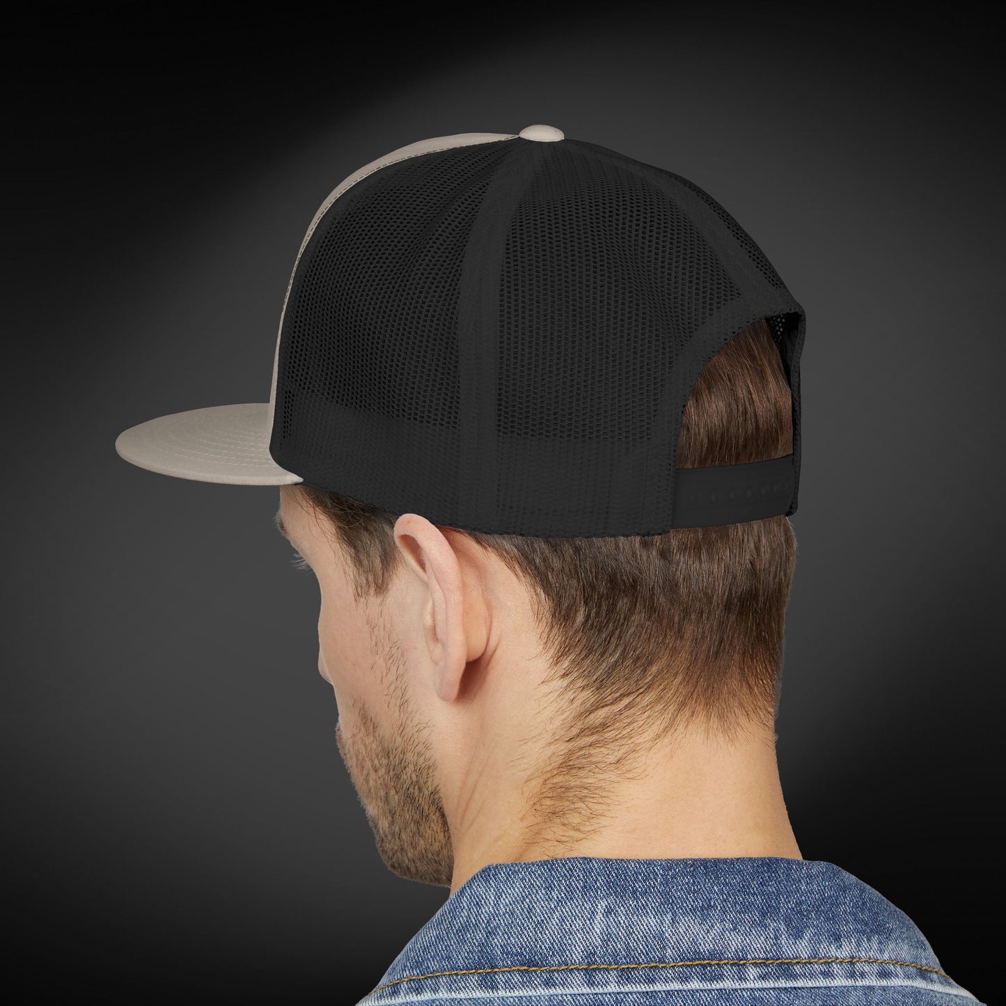 Flat Bill Trucker - Black Embroidery