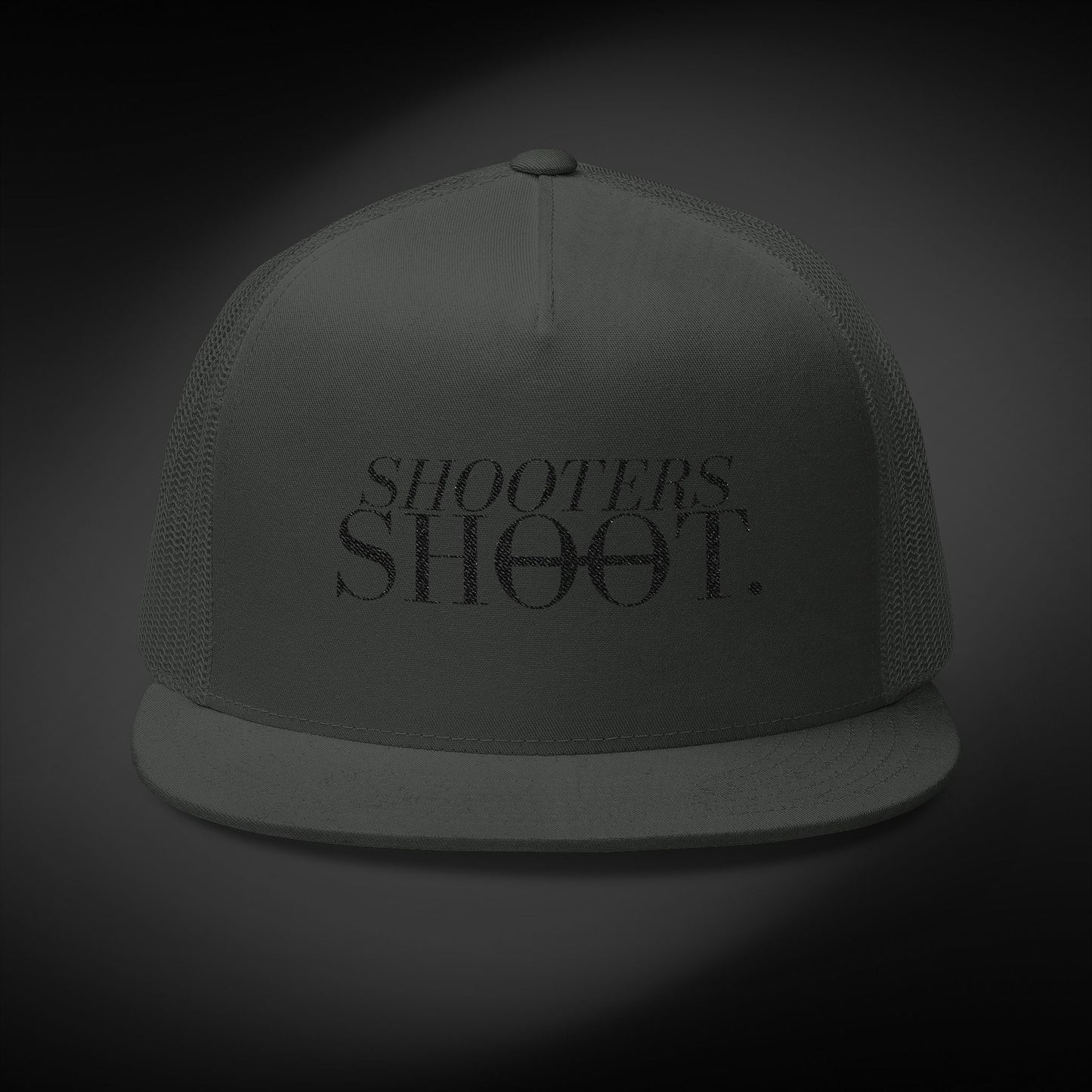 Flat Bill Trucker - Black Embroidery