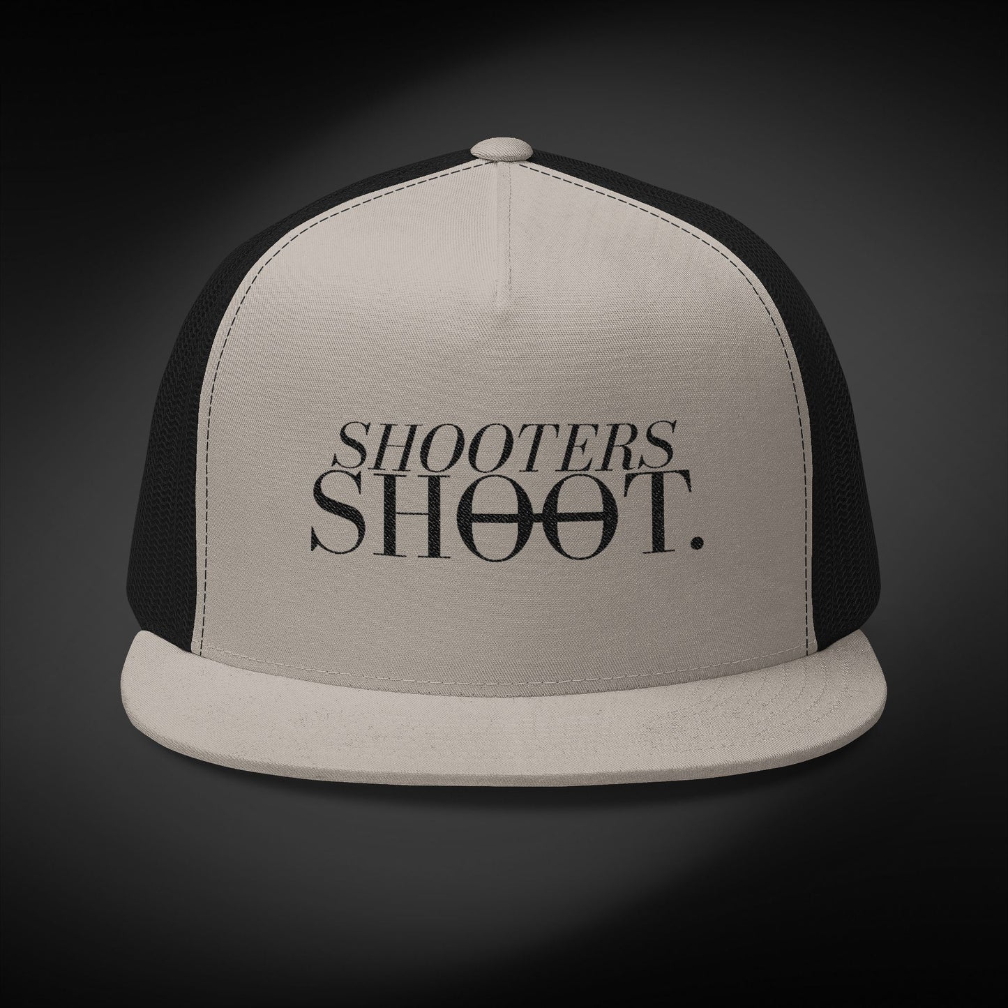 Flat Bill Trucker - Black Embroidery